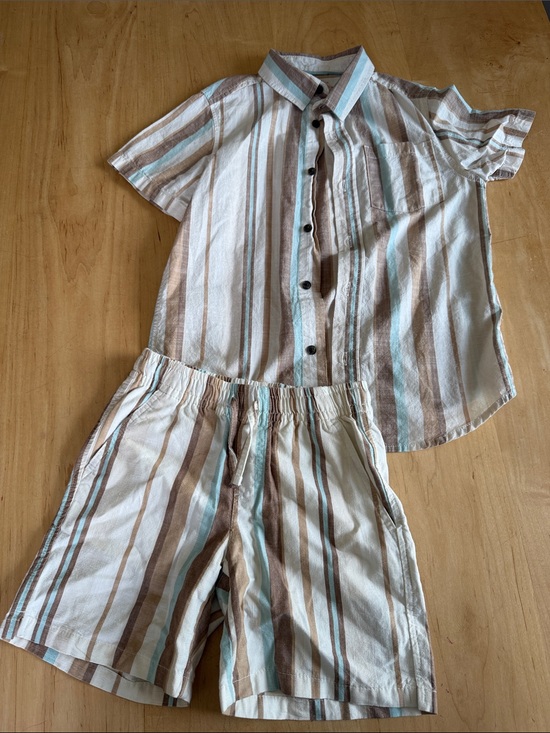 Cat & Jack Other - Target Striped Cat Shirt & Shorts Set in Blue and Tan
